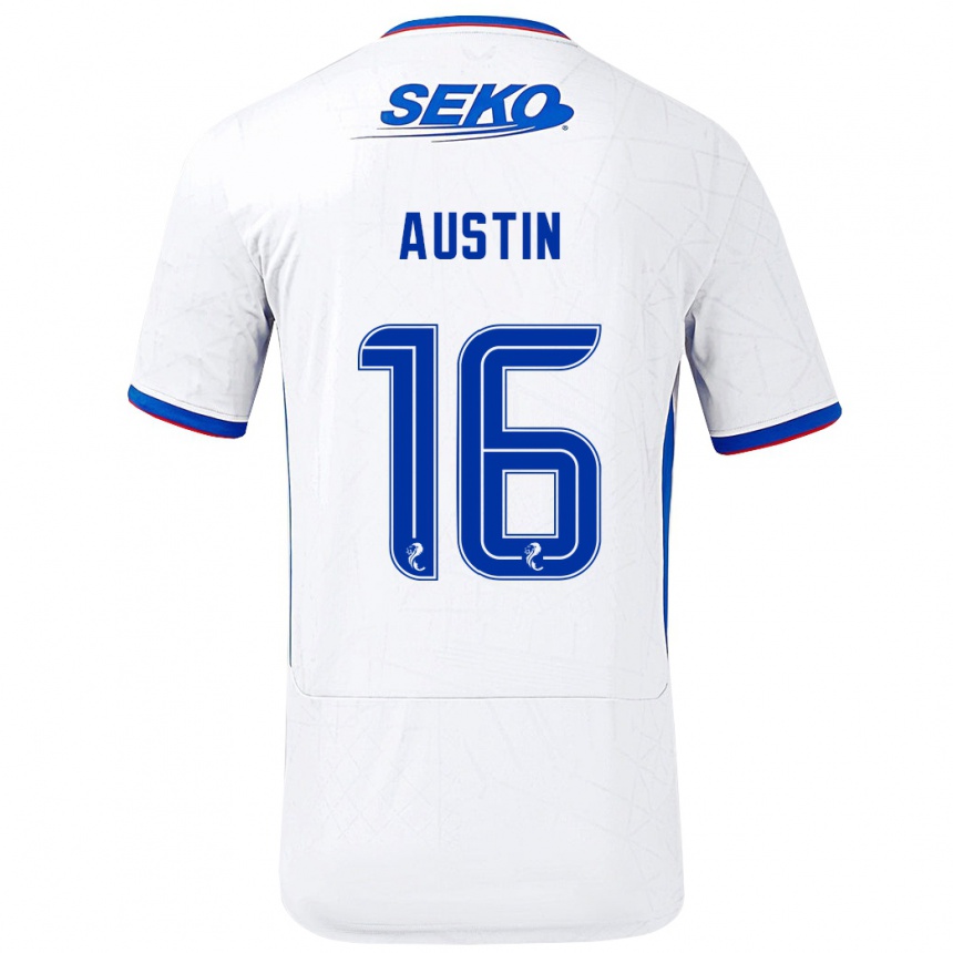 Women Football Eilidh Austin #16 White Blue Away Jersey 2024/25 T-Shirt Australia