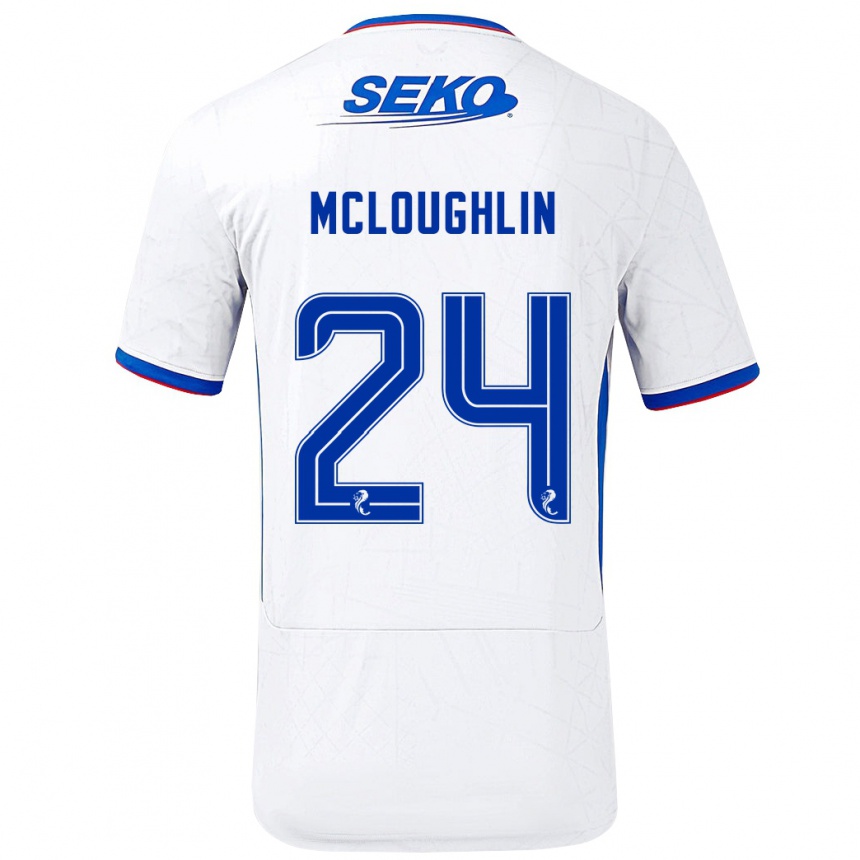 Women Football Olivia Mcloughlin #24 White Blue Away Jersey 2024/25 T-Shirt Australia