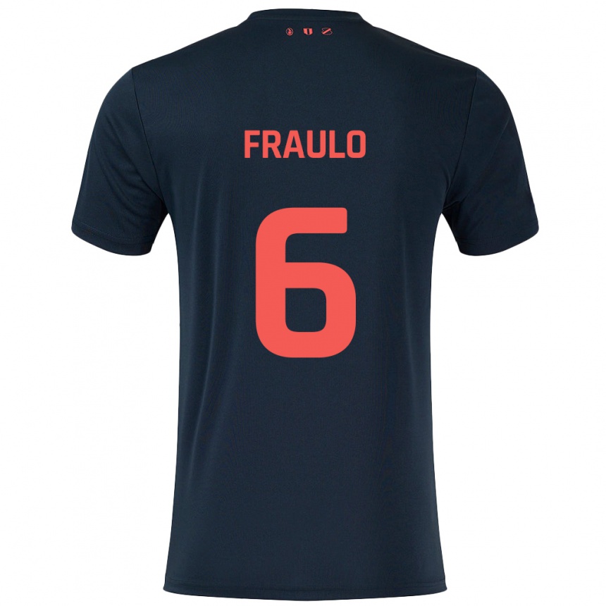 Women Football Oscar Fraulo #6 Black Red Away Jersey 2024/25 T-Shirt Australia