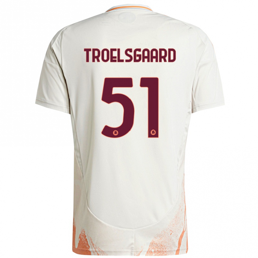 Women Football Sanne Troelsgaard #51 Cream White Orange Away Jersey 2024/25 T-Shirt Australia