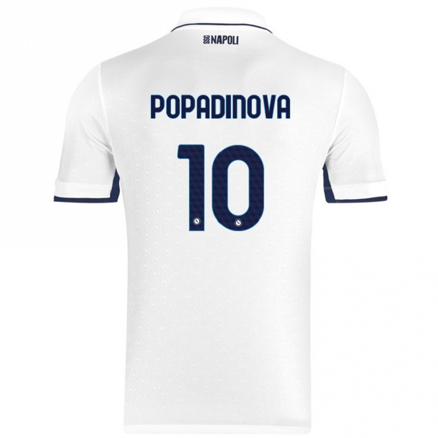 Women Football Evdokiya Popadinova #10 White Royal Blue Away Jersey 2024/25 T-Shirt Australia