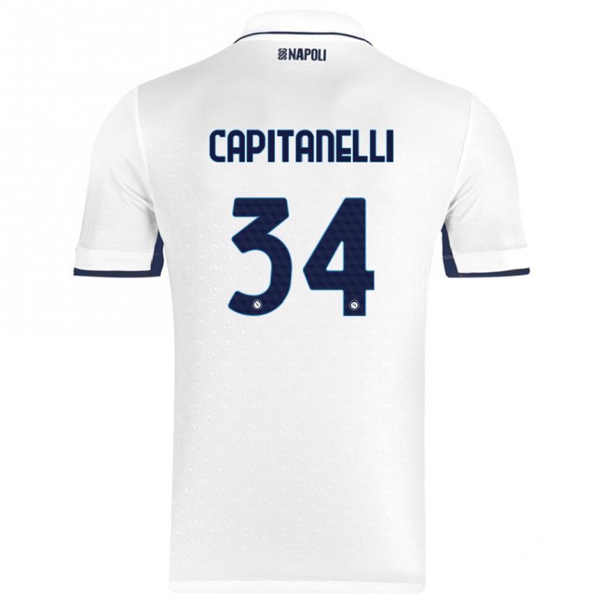 Women Football Ilaria Capitanelli #34 White Royal Blue Away Jersey 2024/25 T-Shirt Australia