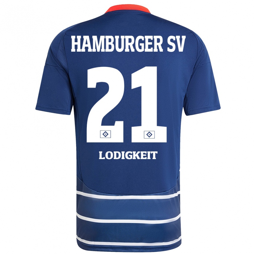 Women Football Luis Lodigkeit #21 Dark Blue Away Jersey 2024/25 T-Shirt Australia