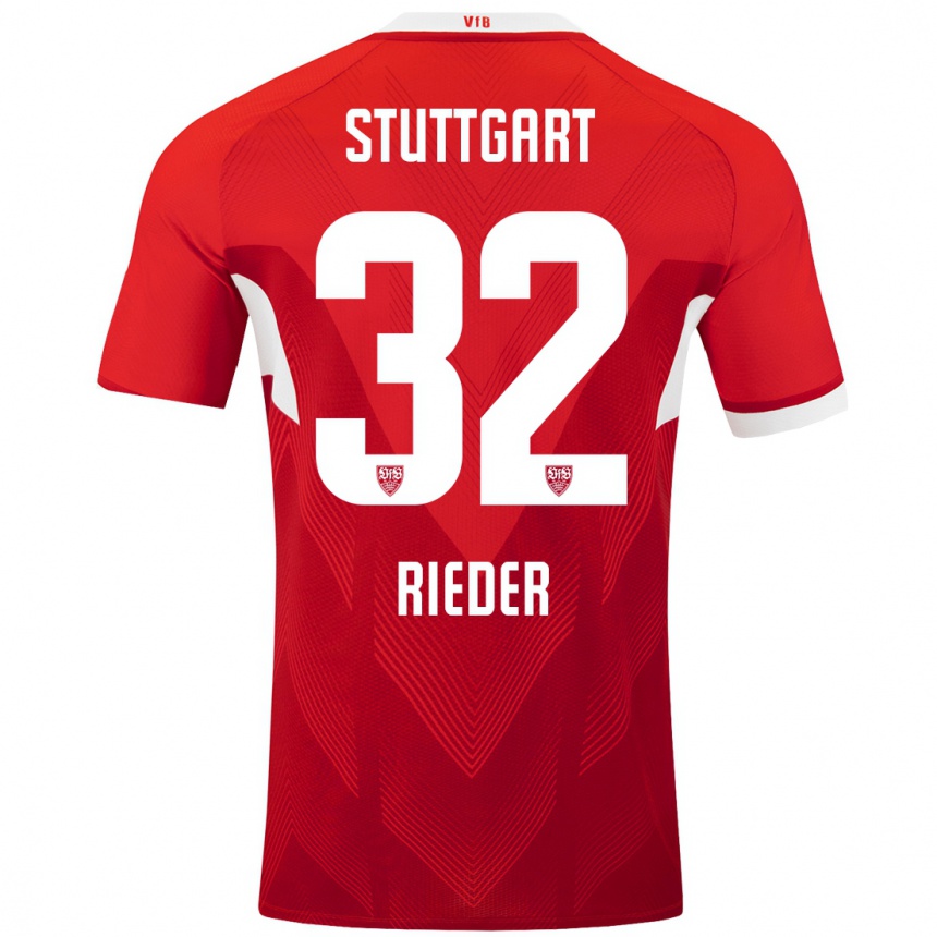 Women Football Fabian Rieder #32 Red White Away Jersey 2024/25 T-Shirt Australia