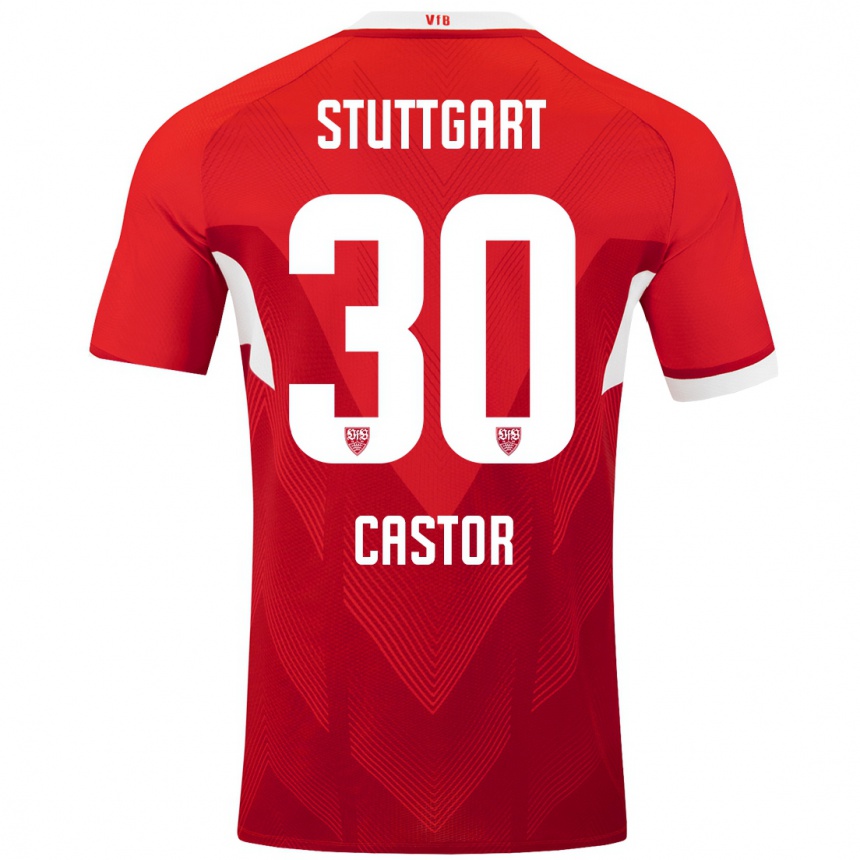 Women Football Joy Castor #30 Red White Away Jersey 2024/25 T-Shirt Australia