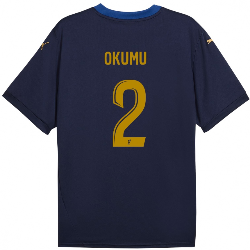 Women Football Joseph Okumu #2 Navy Gold Away Jersey 2024/25 T-Shirt Australia