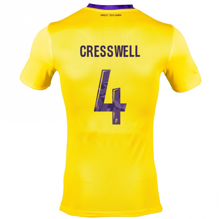 Women Football Charlie Cresswell #4 Yellow Purple Away Jersey 2024/25 T-Shirt Australia