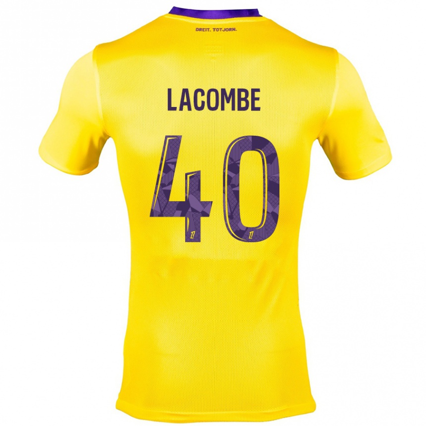 Women Football Justin Lacombe #40 Yellow Purple Away Jersey 2024/25 T-Shirt Australia