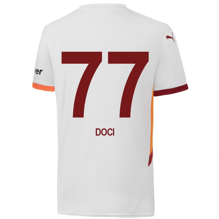 Women Football Megi Doci #77 White Yellow Red Away Jersey 2024/25 T-Shirt Australia