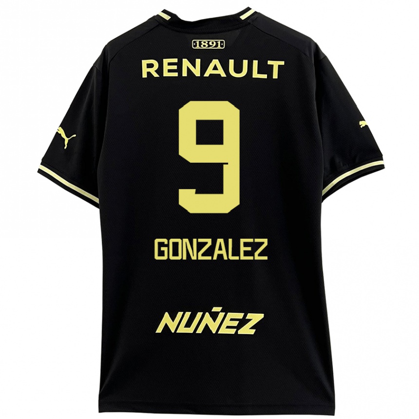 Women Football Franco González #9 Black Yellow Away Jersey 2024/25 T-Shirt Australia