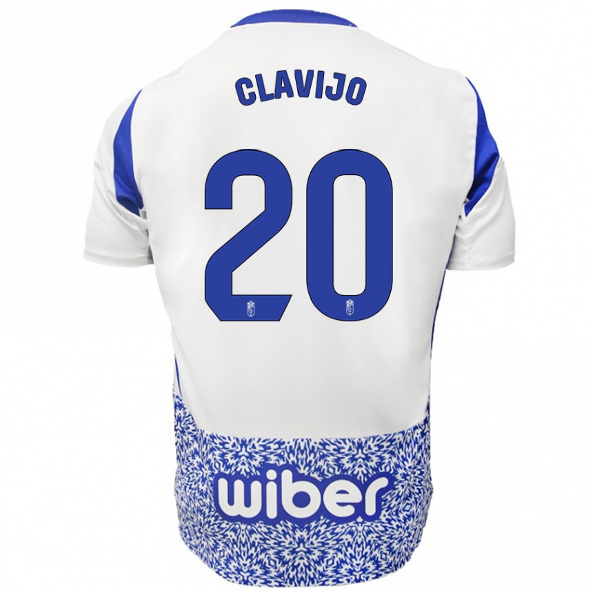 Women Football Dani Clavijo #20 White Blue Away Jersey 2024/25 T-Shirt Australia