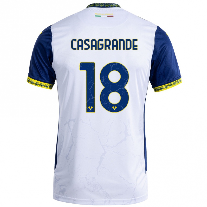 Women Football Davide Casagrande #18 White Blue Away Jersey 2024/25 T-Shirt Australia