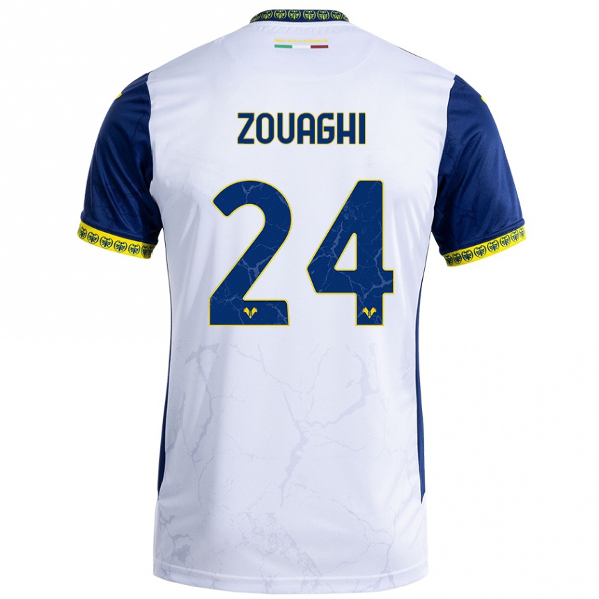 Women Football Thomas Zouaghi #24 White Blue Away Jersey 2024/25 T-Shirt Australia