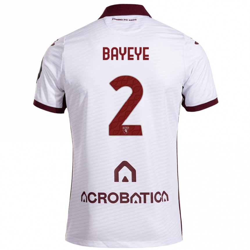 Women Football Brian Bayeye #2 White Maroon Away Jersey 2024/25 T-Shirt Australia