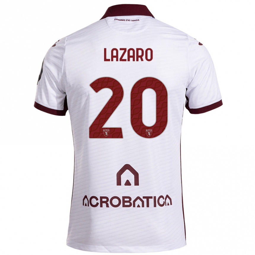 Women Football Valentino Lazaro #20 White Maroon Away Jersey 2024/25 T-Shirt Australia