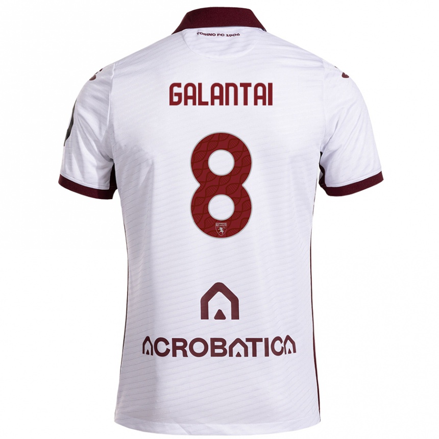 Women Football Tamás Galántai #8 White Maroon Away Jersey 2024/25 T-Shirt Australia