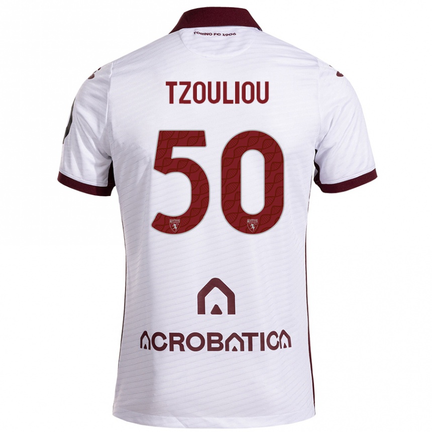 Women Football Dimitrianos Tzouliou #50 White Maroon Away Jersey 2024/25 T-Shirt Australia