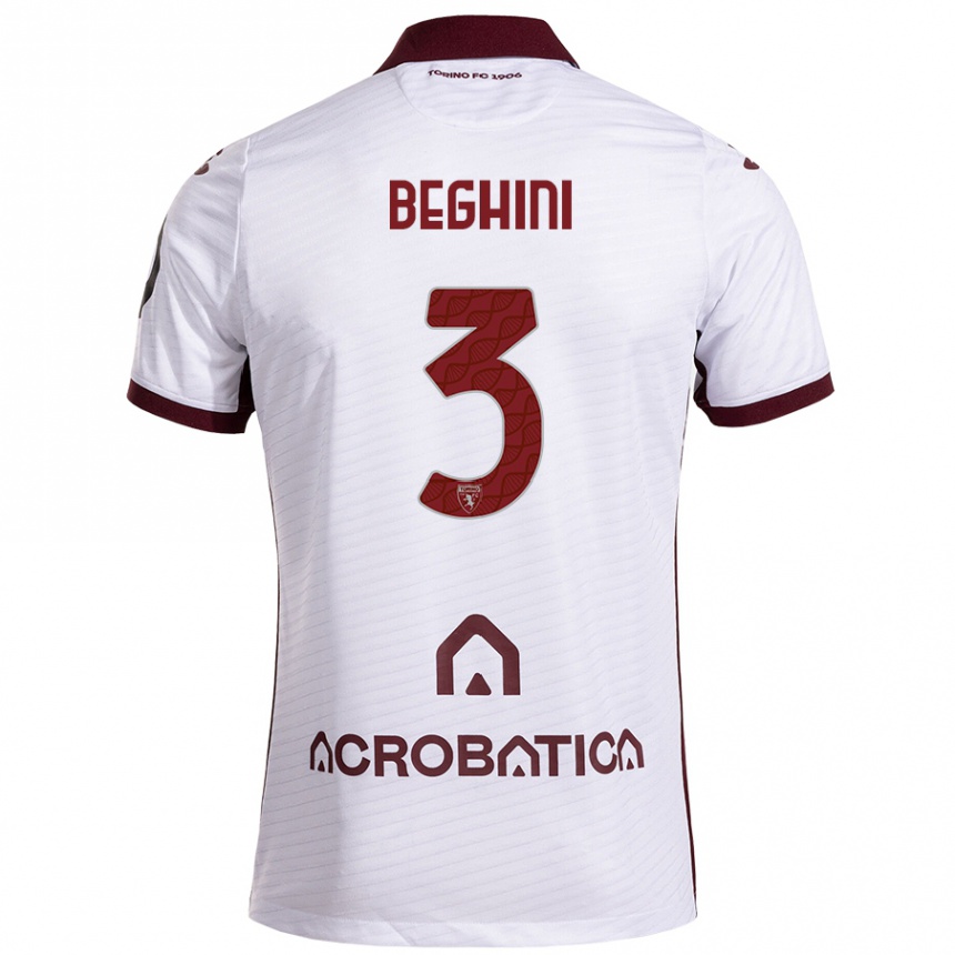 Women Football Giulia Beghini #3 White Maroon Away Jersey 2024/25 T-Shirt Australia