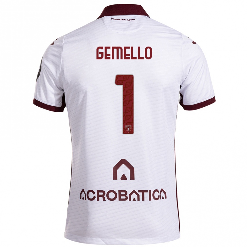 Women Football Luca Gemello #1 White Maroon Away Jersey 2024/25 T-Shirt Australia