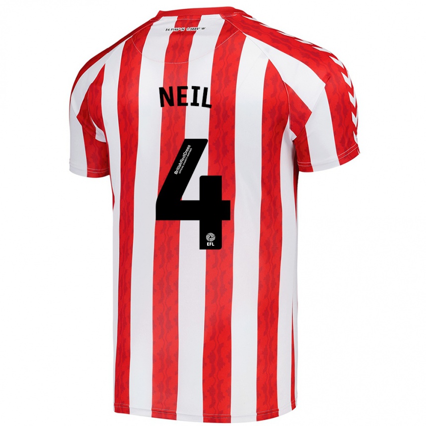 Kids Football Dan Neil #4 Red White Home Jersey 2024/25 T-Shirt Australia