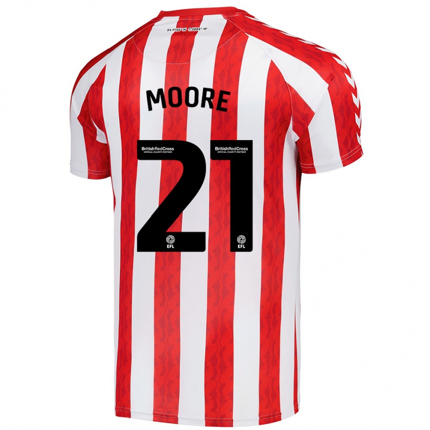 Kids Football Simon Moore #21 Red White Home Jersey 2024/25 T-Shirt Australia