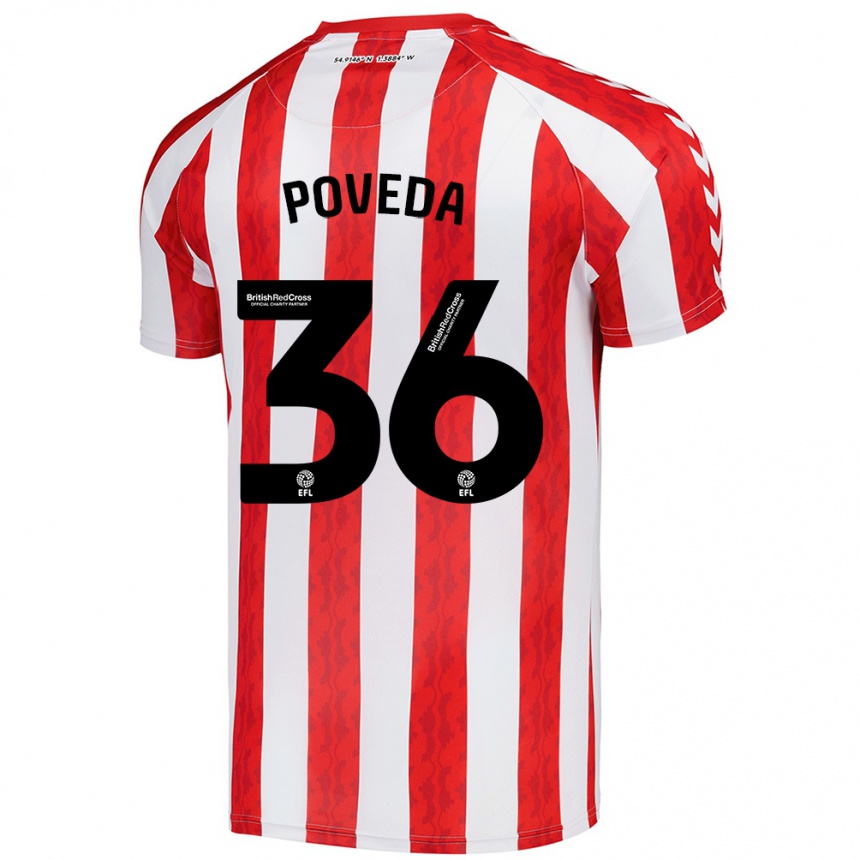 Kids Football Ian Poveda #36 Red White Home Jersey 2024/25 T-Shirt Australia