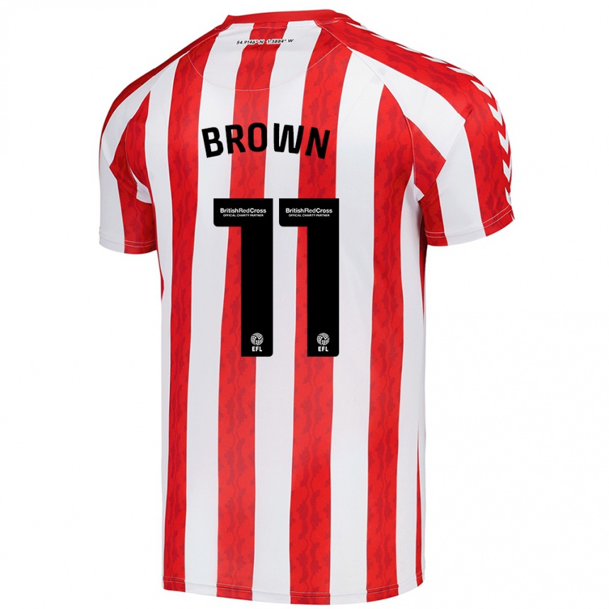 Kids Football Jessica Brown #11 Red White Home Jersey 2024/25 T-Shirt Australia