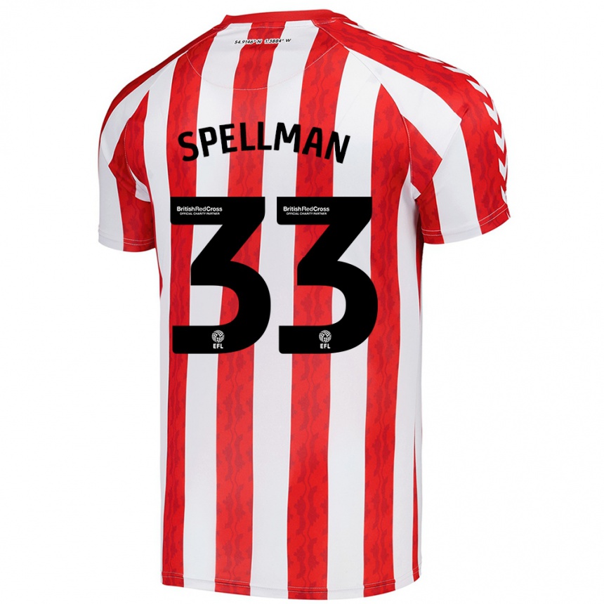 Kids Football Michael Spellman #33 Red White Home Jersey 2024/25 T-Shirt Australia