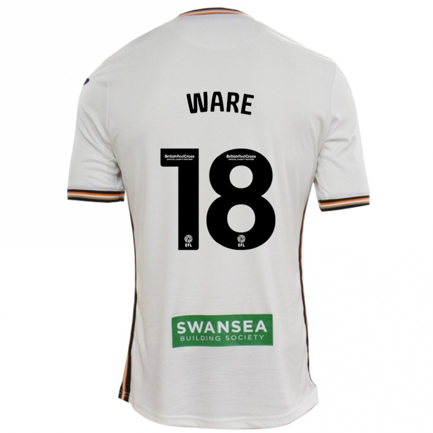 Kids Football Phoebe Ware #18 White Home Jersey 2024/25 T-Shirt Australia