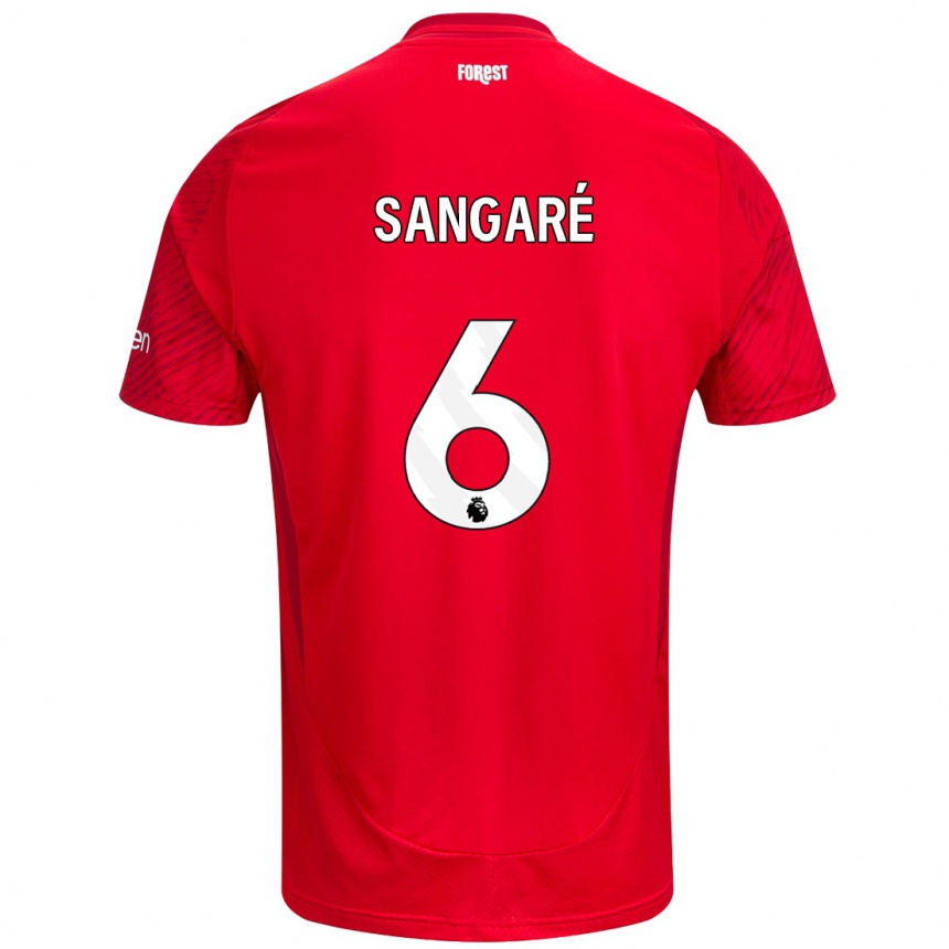 Kids Football Ibrahim Sangaré #6 Red White Home Jersey 2024/25 T-Shirt Australia