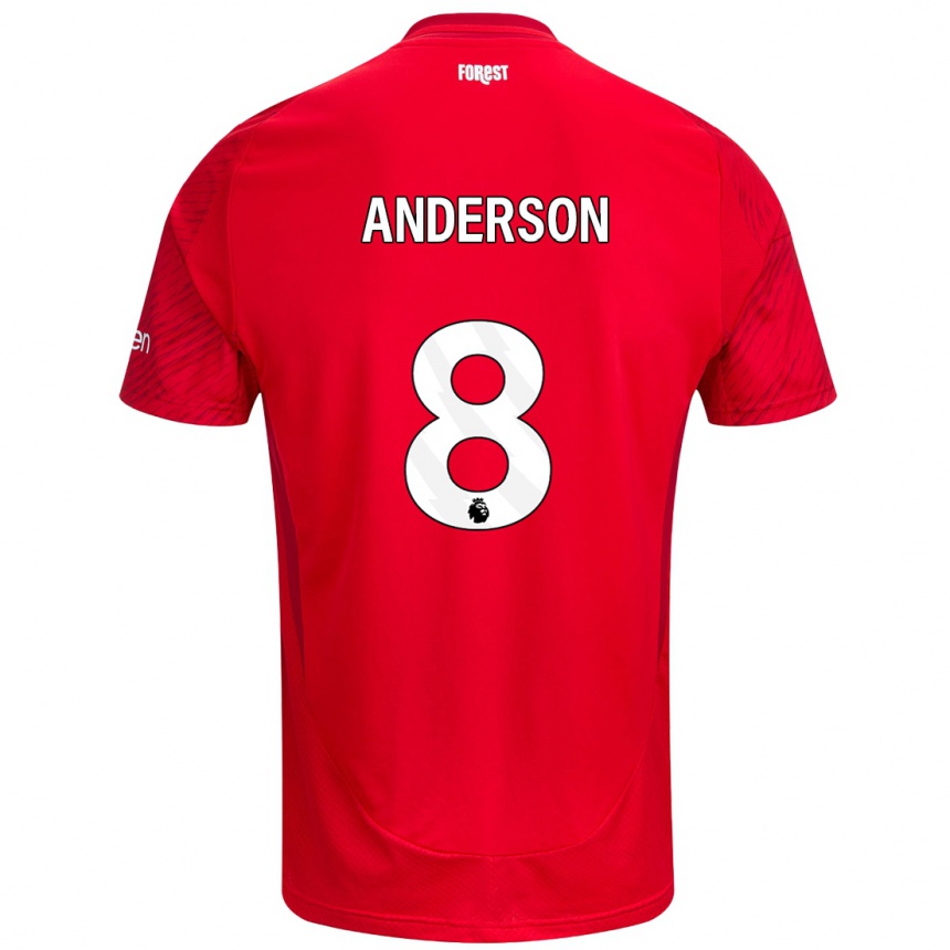 Kids Football Elliot Anderson #8 Red White Home Jersey 2024/25 T-Shirt Australia