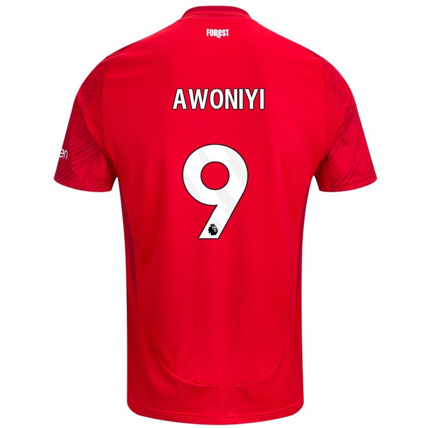 Kids Football Taiwo Awoniyi #9 Red White Home Jersey 2024/25 T-Shirt Australia