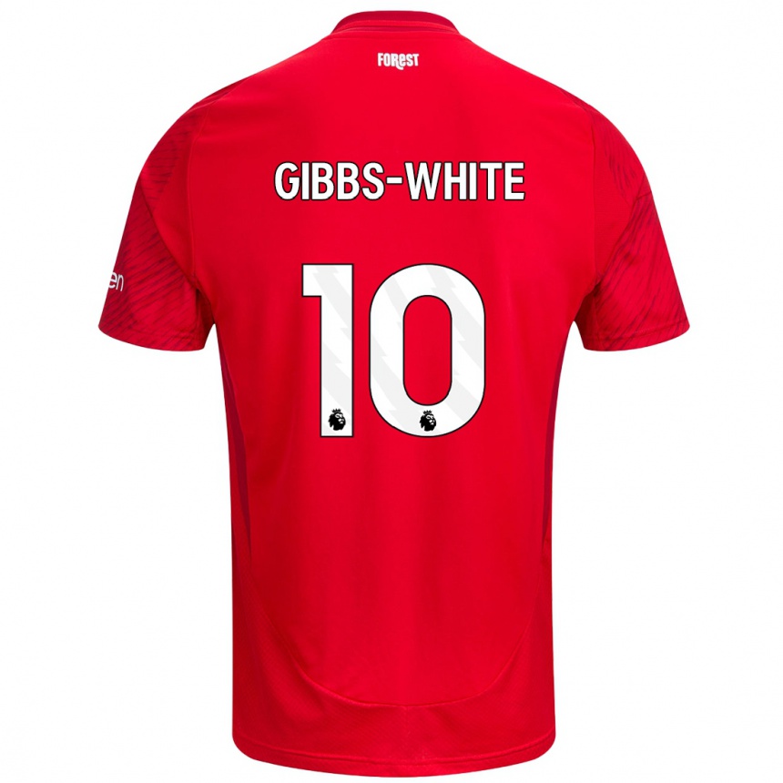 Kids Football Morgan Gibbs-White #10 Red White Home Jersey 2024/25 T-Shirt Australia