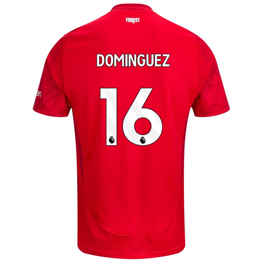 Kids Football Nicolás Domínguez #16 Red White Home Jersey 2024/25 T-Shirt Australia