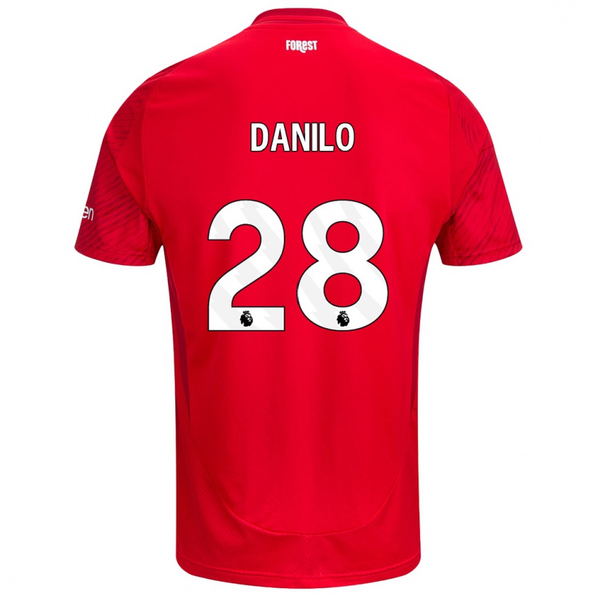 Kids Football Danilo #28 Red White Home Jersey 2024/25 T-Shirt Australia