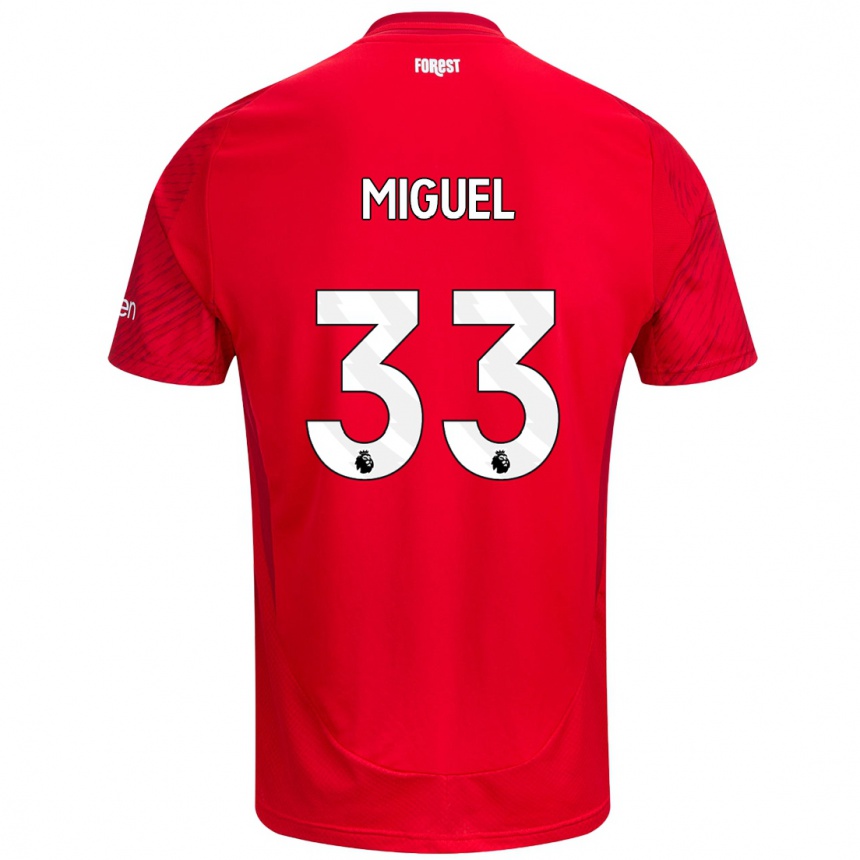 Kids Football Carlos Miguel #33 Red White Home Jersey 2024/25 T-Shirt Australia