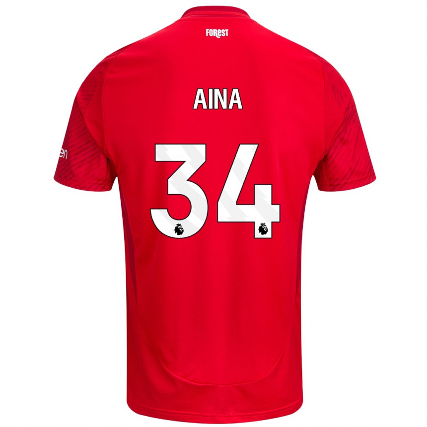 Kids Football Ola Aina #34 Red White Home Jersey 2024/25 T-Shirt Australia