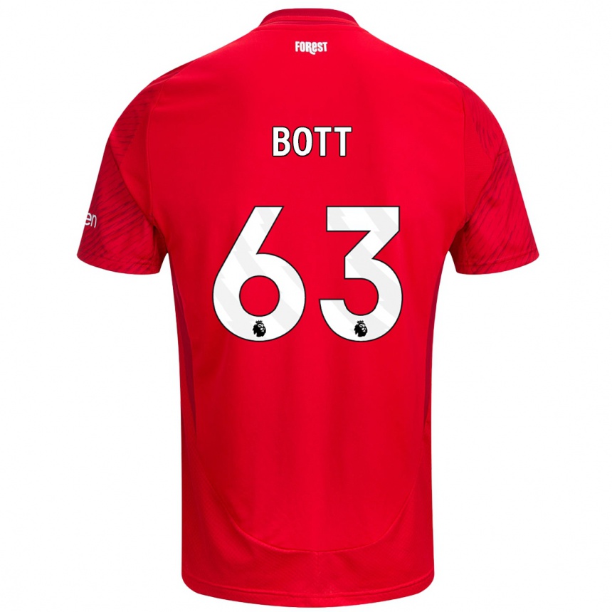 Kids Football Aaron Bott #63 Red White Home Jersey 2024/25 T-Shirt Australia