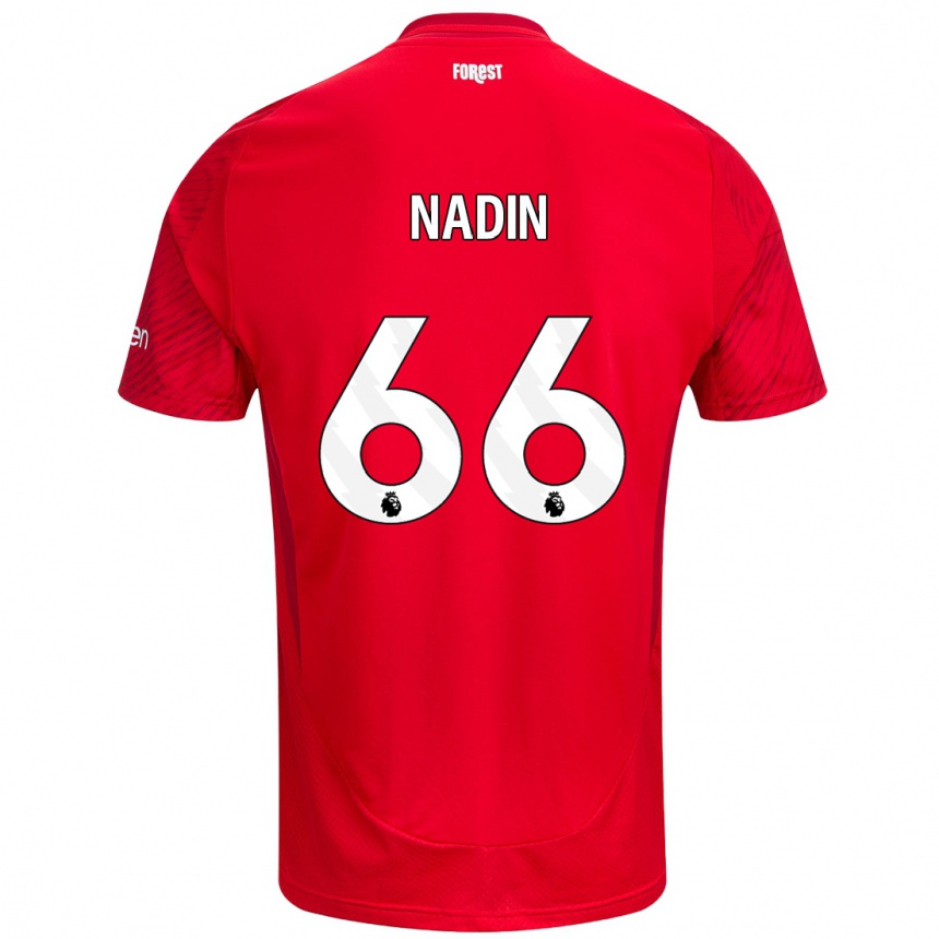 Kids Football Jack Nadin #66 Red White Home Jersey 2024/25 T-Shirt Australia