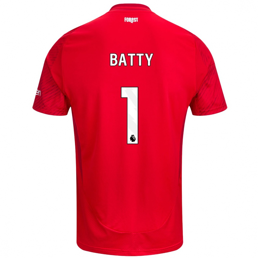 Kids Football Emily Batty #1 Red White Home Jersey 2024/25 T-Shirt Australia