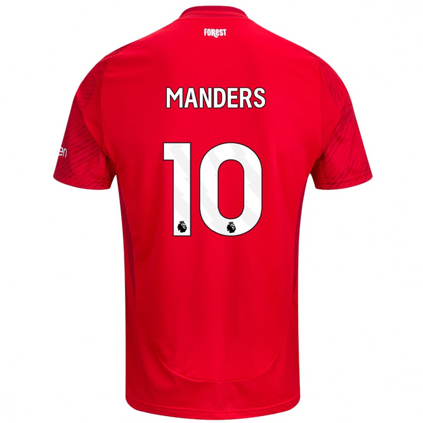 Kids Football Holly Manders #10 Red White Home Jersey 2024/25 T-Shirt Australia