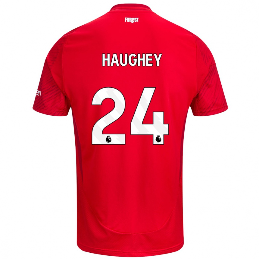 Kids Football Ella Haughey #24 Red White Home Jersey 2024/25 T-Shirt Australia