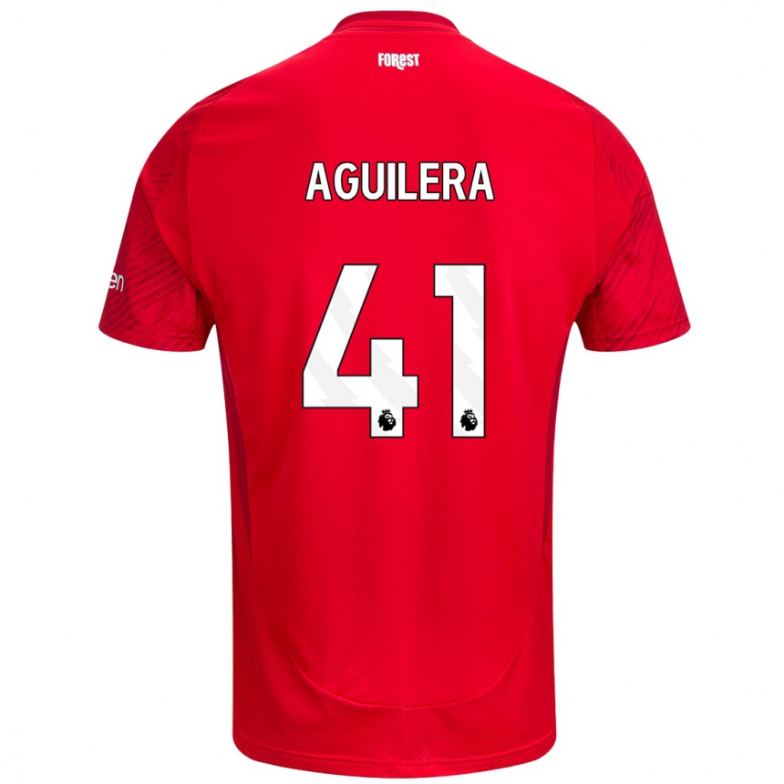 Kids Football Brandon Aguilera #41 Red White Home Jersey 2024/25 T-Shirt Australia