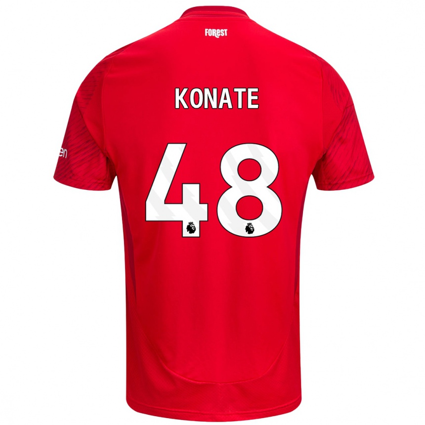 Kids Football Ateef Konaté #48 Red White Home Jersey 2024/25 T-Shirt Australia