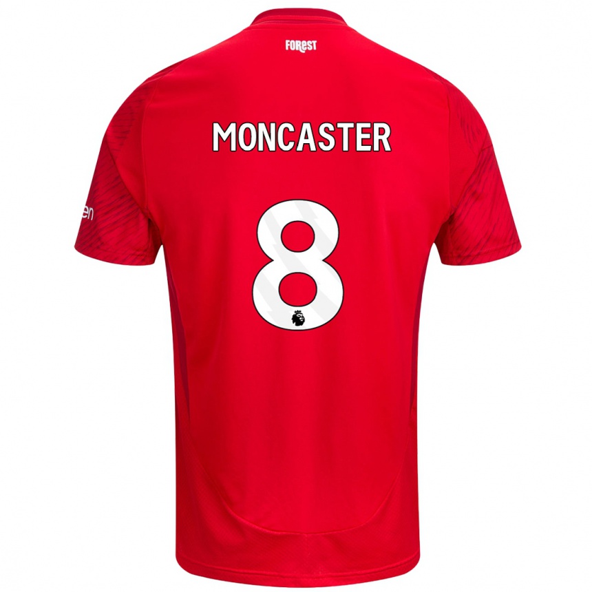 Kids Football Mai Moncaster #8 Red White Home Jersey 2024/25 T-Shirt Australia