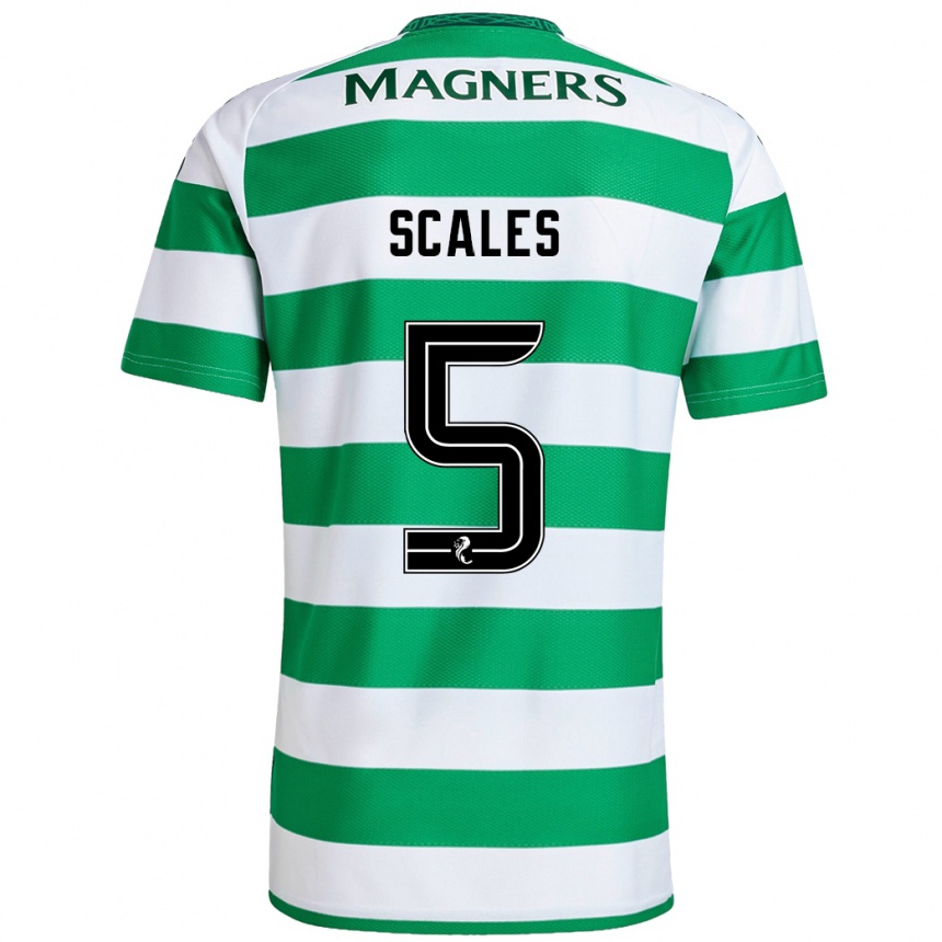 Kids Football Liam Scales #5 Green White Home Jersey 2024/25 T-Shirt Australia