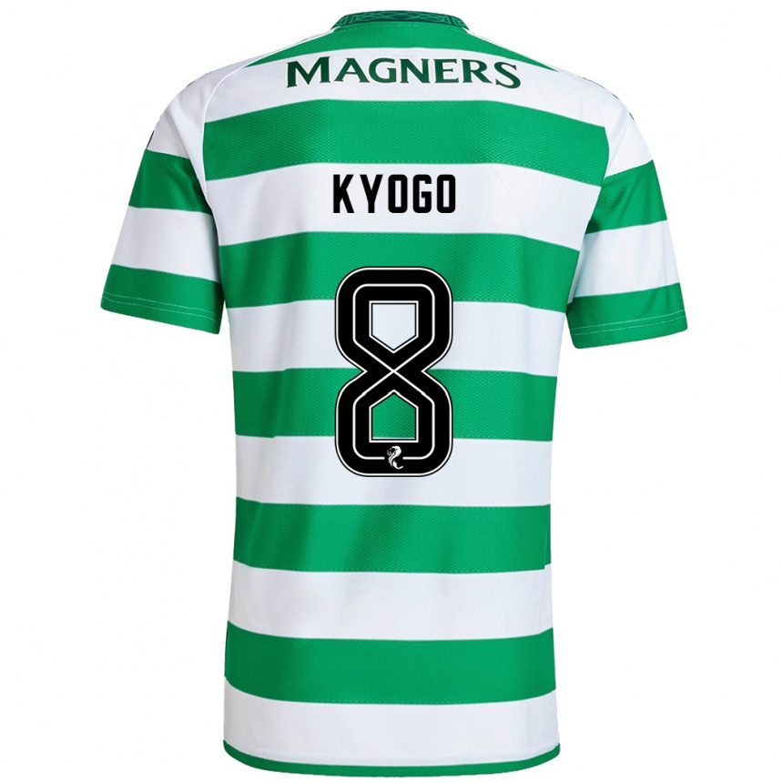 Kids Football Kyogo Furuhashi #8 Green White Home Jersey 2024/25 T-Shirt Australia