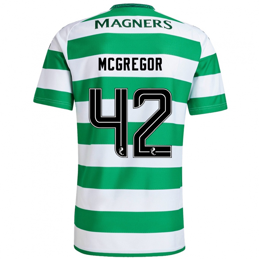 Kids Football Callum Mcgregor #42 Green White Home Jersey 2024/25 T-Shirt Australia