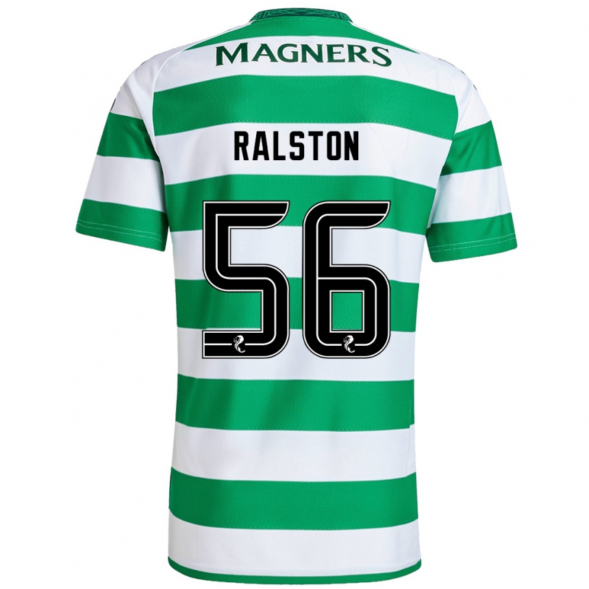 Kids Football Anthony Ralston #56 Green White Home Jersey 2024/25 T-Shirt Australia