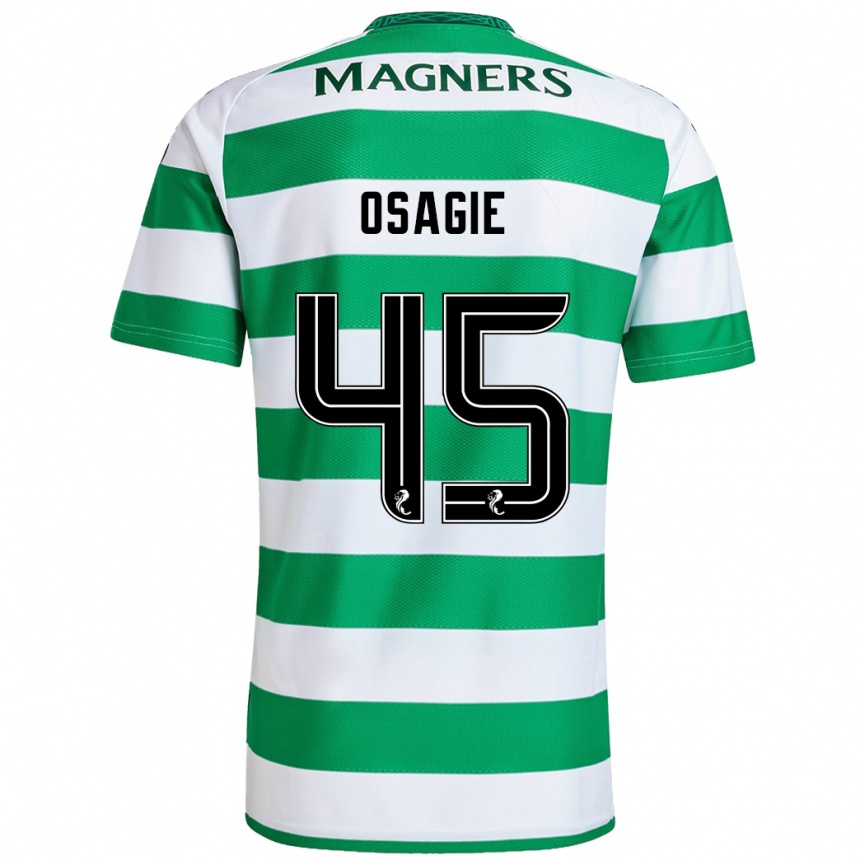 Kids Football Justin Osagie #45 Green White Home Jersey 2024/25 T-Shirt Australia